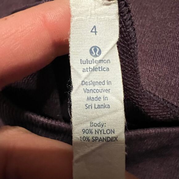 Lululemon Leggings Womens 4 In The Flow Crop Ribbed Ruched Seamless Maroon Pants - Picture 4 of 7